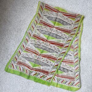 Vintage 60s/70s Sheer Custom Floral Geographic Nature Printed Oblong Scarf